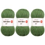 Пряжа YarnArt (ЯрнАрт) Alpine Alpaca New / уп.3 мот. по 150 г, 120 м, 1449 зеленый