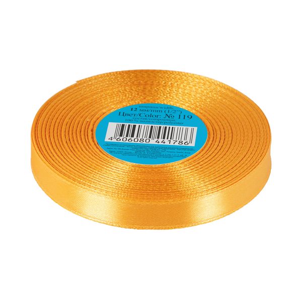 Лента атласная 1-сторонняя 12.0 мм / 33±2 метра, 119 бежево-желтый, Gamma