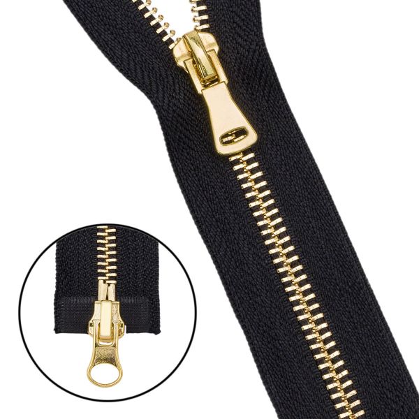 Молния металл Т5 (5 мм) 2 зам., разъем., 90 см, золото, 580 черный, 5 шт