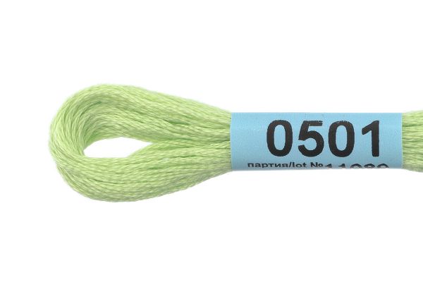 Мулине Gamma 100% хлопок, цв.0501 св-салатовый, 24 мотка по 8 метров