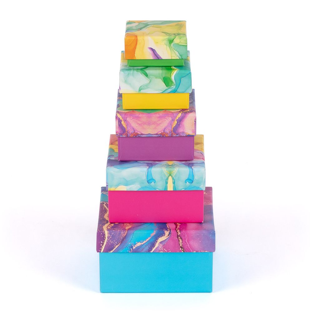 Набор подарочных коробок "5в1", 6х6х3 - 12х12х7 см, 01 мрамор, Stilerra SBOX-S14-5