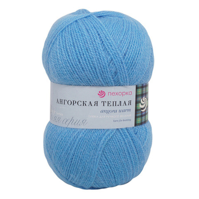 Пряжа Пехорка Ангорская теплая / уп.5 мот. по 100 г, 480 м, 05 голубой