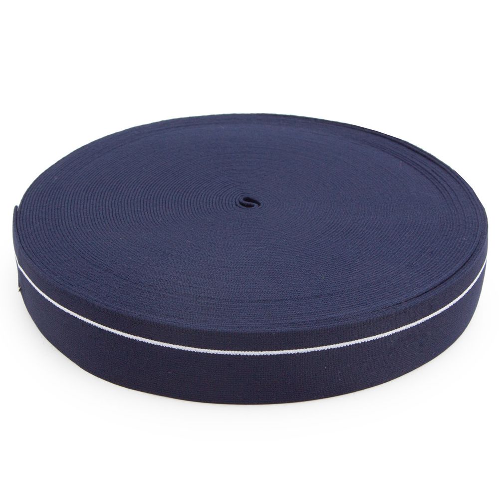 Резинка для мужских трусов и боксеров 35.0 мм / 25 метров, тканая мягкая, 24 г/м, т.синий/белый полоса