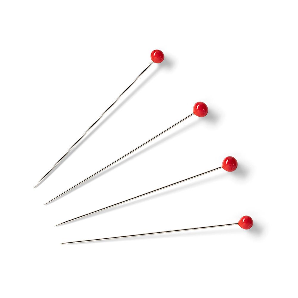 Булавки шарики стеклянные головки 35 мм, сталь 5 г, красные, Prym 029700