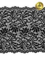 Кружево бельевое эластичное 180 мм / 20 м, 240, цв.2 черный, Kruzhevo