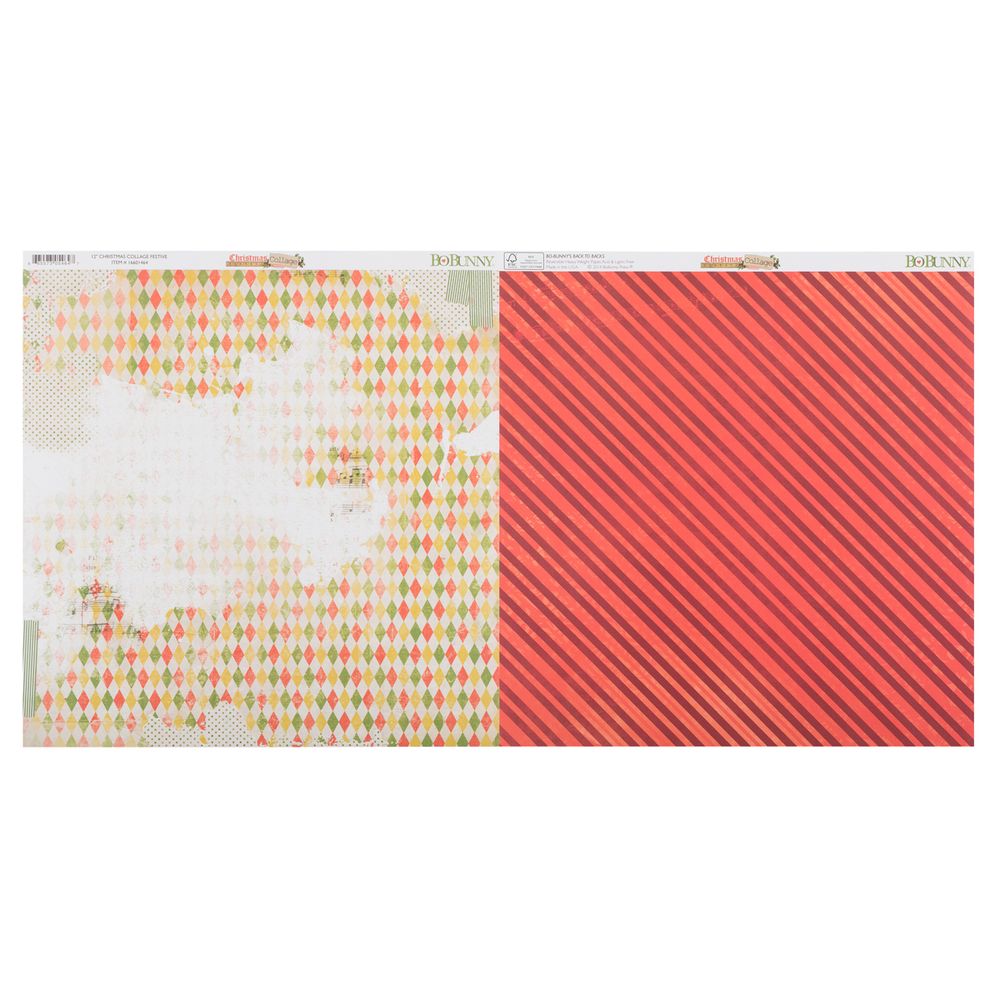 Бумага для скрапбукинга 180 г/м², 30.5х30.5 см, 25 шт, 16601464 Christmas Collage Festive, BoBunny