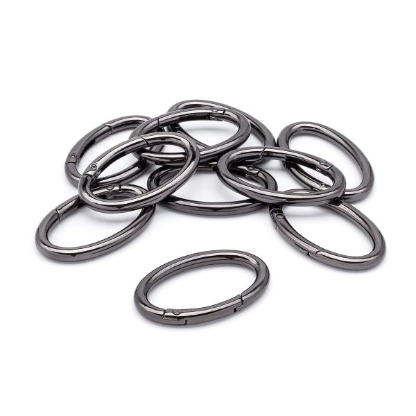 Карабин металл кольцо 38х20 мм (47х30 мм), черный никель, ГУ12863, 10 шт