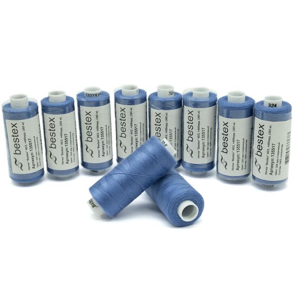Нитки швейные бытовые Bestex 40/2, 365 м (400 ярд) / 10 кат., 324 аспидно-синий