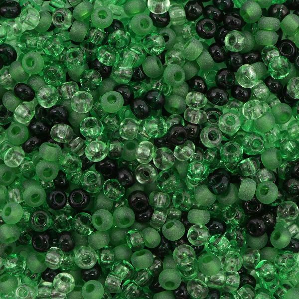Набор бисера Preciosa 10/0 (2.3 мм), 20 г, 4 цвета, ассорти №17, зеленый/прозрачный