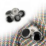 Пуговицы на ножке металлические 24L=15мм, С-MP33 цв.серебро/черный, 5 шт