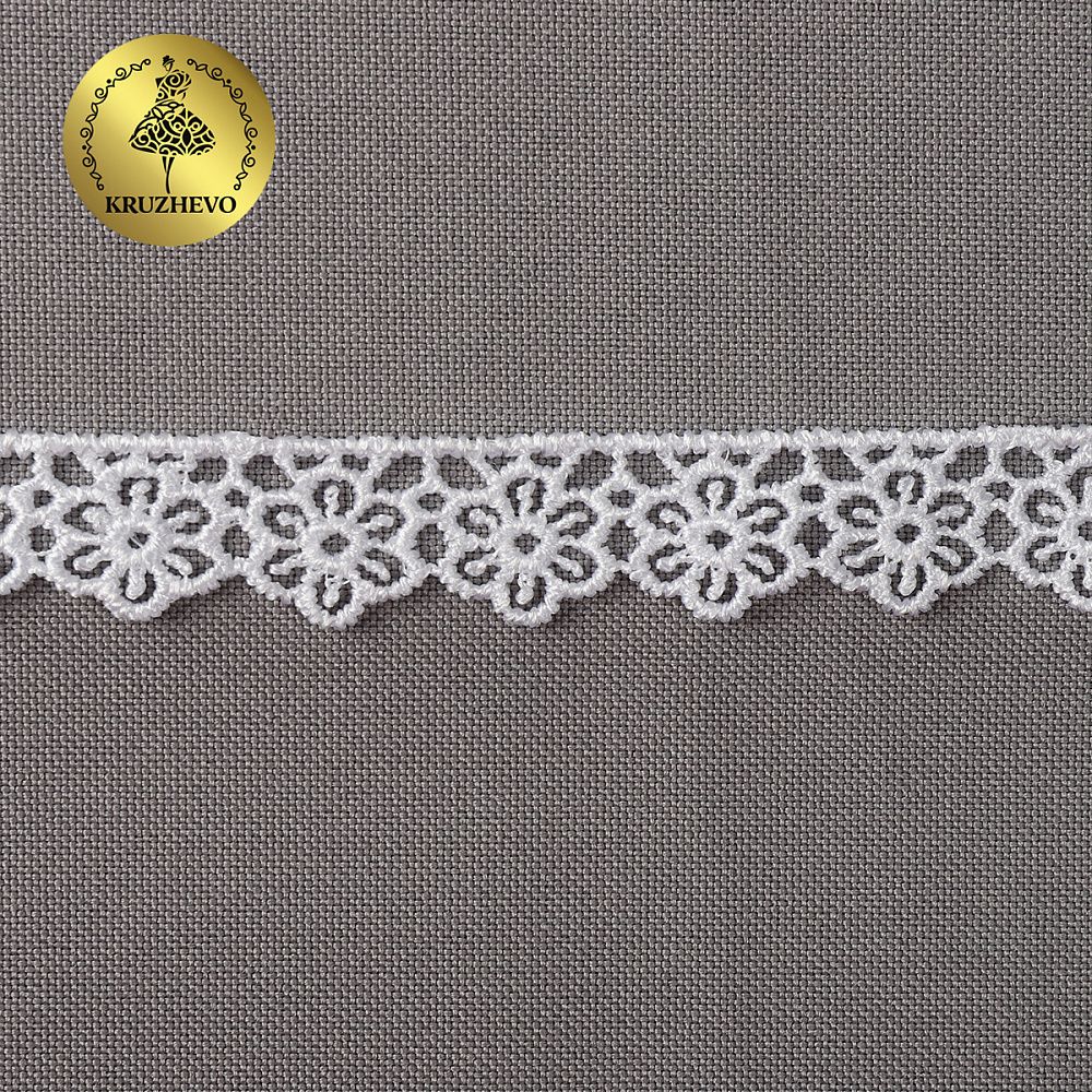 Кружево гипюр (плетёное) 15 мм / 13.71 метров, TBY.8GB0732, цв.01 белый