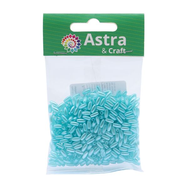 Бусины пластик (жемчуг) 3х6 мм, 15 г, Astra&Craft (бирюзовый), 4AR293/294