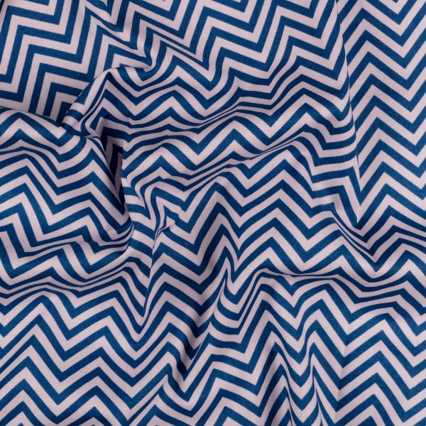 Ткань для пэчворка Peppy Бабушкин сундучок, рулон 112 см / 5 метров, БС-32 зигзаг я.синий, Peppy