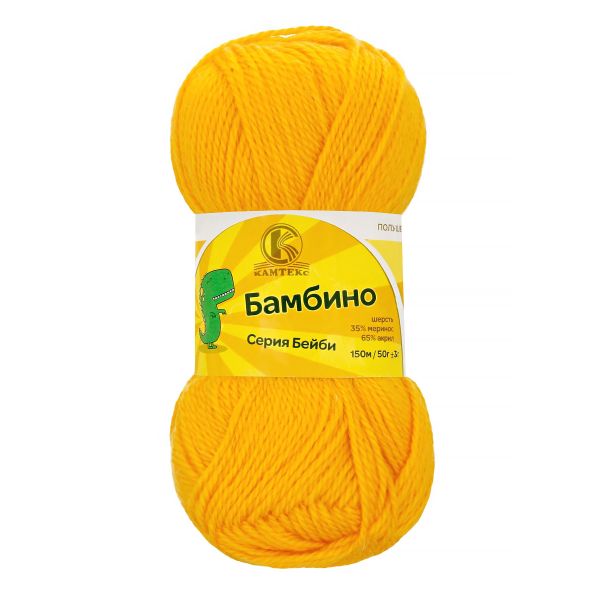 Пряжа Камтекс Бамбино / уп.10 мот. по 50 г, 150 м, цв.104 желтый
