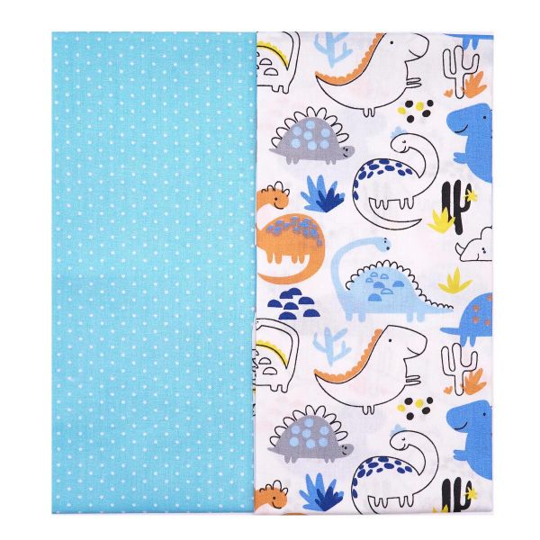 Набор тканей Динозаврики голубой (100% хлопок) 50х50см, 2 шт, Astra&Craft, PAT02-05