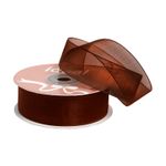 Лента капроновая (органза) 25.0 мм, 1056 коричневый, уп. 27,4 м