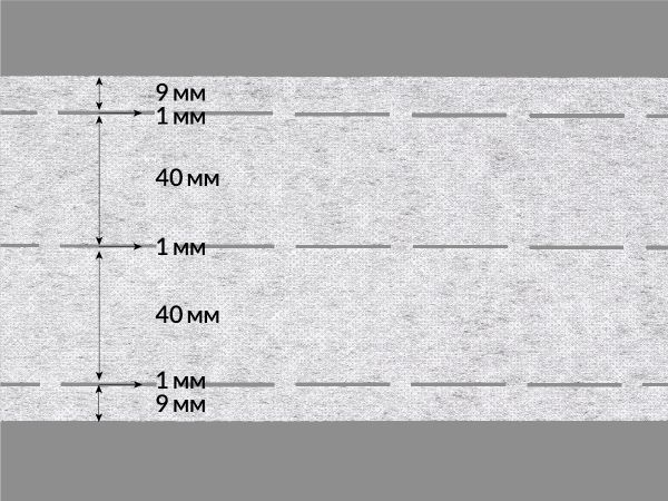 Лента корсажная клеевая перфорированная 101.0 мм / 200 метров, 40 г/м², цв. белый, 20140 9/1/40/1/40/1/9, БрючникоФФ