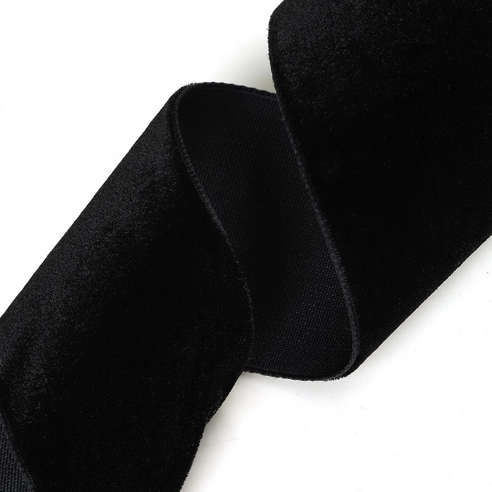 Лента бархатная (тесьма) 38.0 мм / 22.86±1 метров, арт.38VR03 нейлон цв.черный