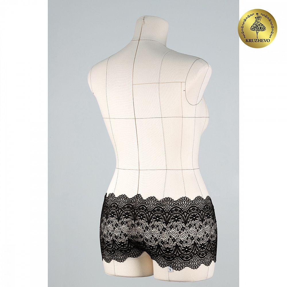 Кружево бельевое эластичное 220 мм / 10 м, 241, цв.02 черный, Kruzhevo