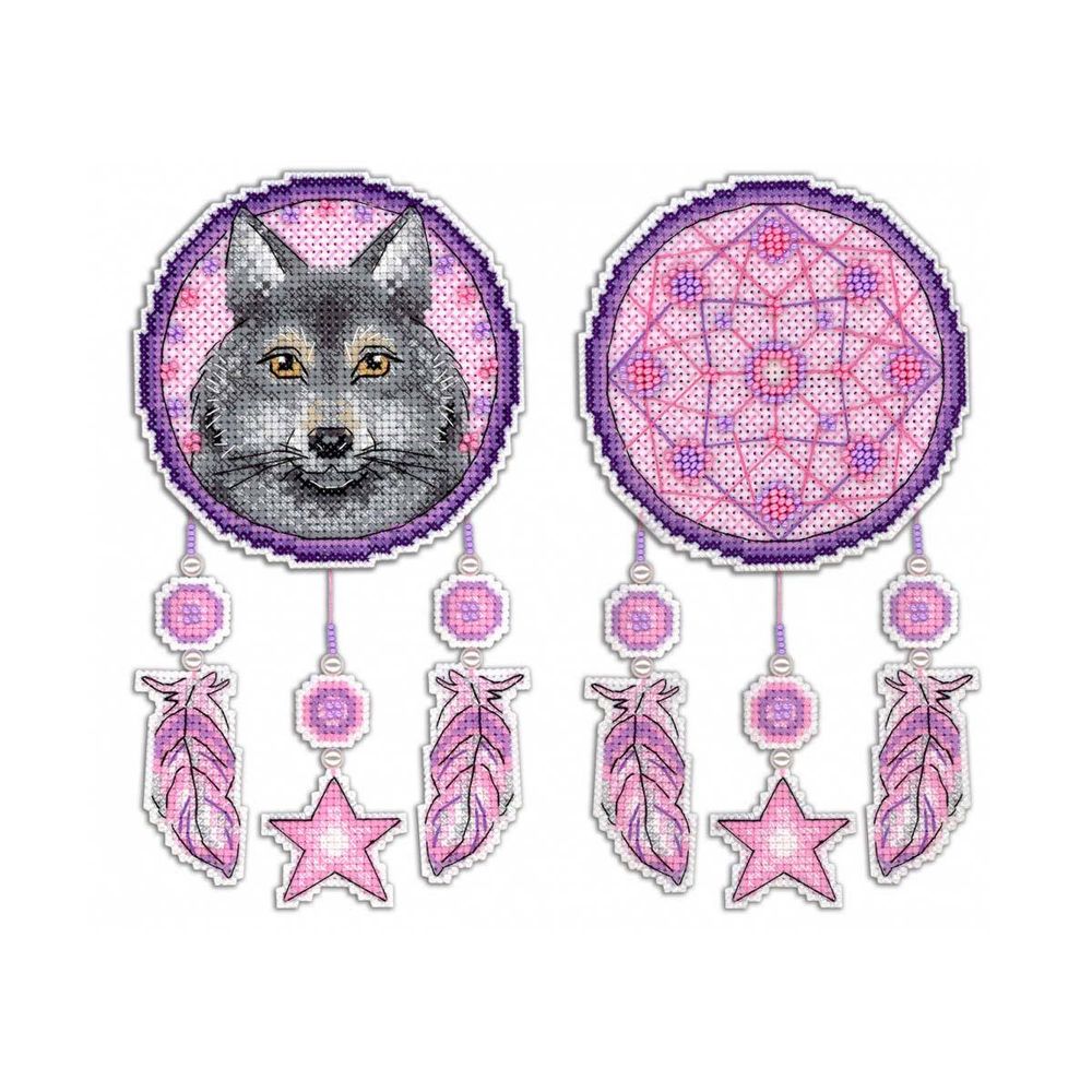 Набор для вышивания нитками МП Студия, Ловец снов. Волк 10х15см