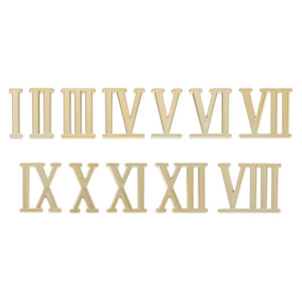 Цифры римские для часов, высота 15 мм, пластик (ZB-10165 золото)