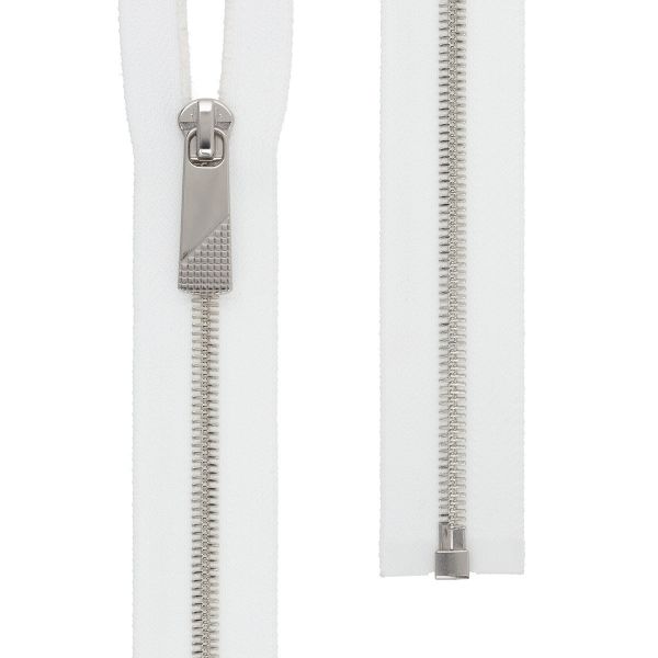 Молния металл Т5 (5 мм) 1 зам., разъем., 80 см, декор, серебро, белый, KAP-5 Gamma, 5 шт
