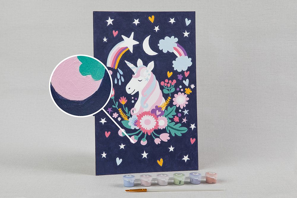 Картина по номерам Фрея, на картоне Нежный единорог, 20х30 см