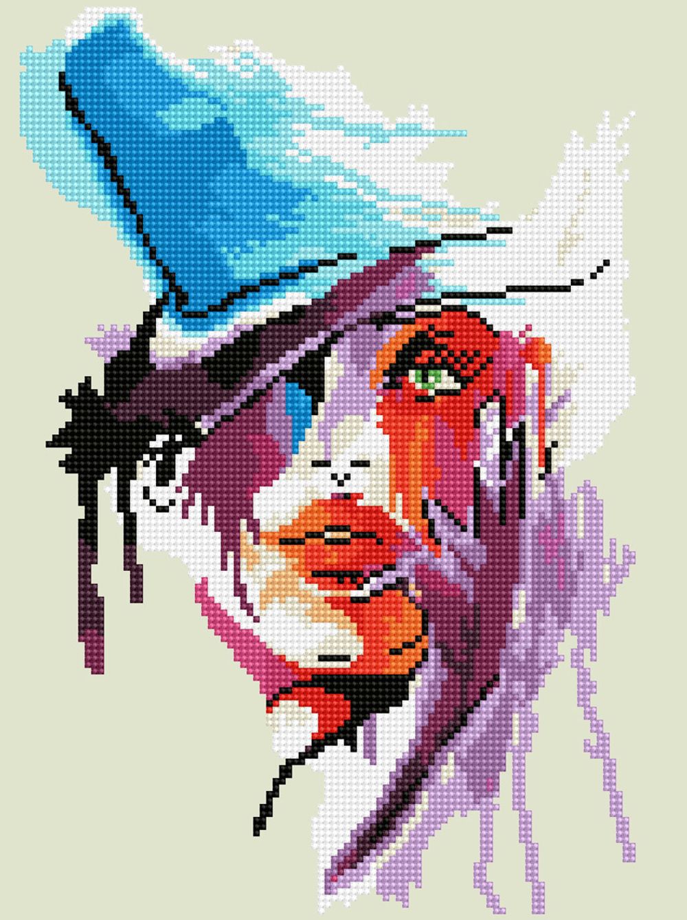 Алмазная (кристальная) мозаика Фрея, Дама в шляпе. Акварель, 30х40 см