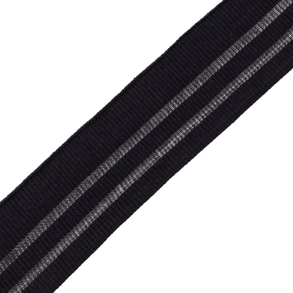 Подвяз (довяз) трикотажный с прозрачными вставками 6 см / 1 метр, черный, 3AR2880