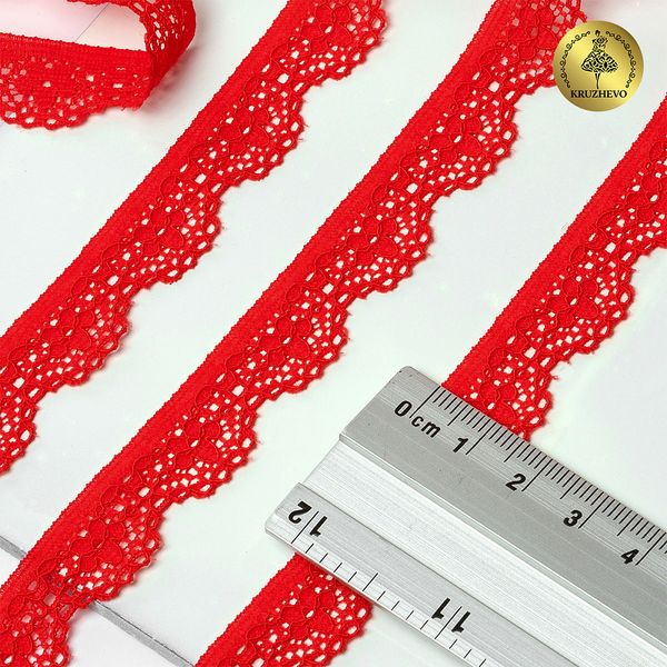 Кружево эластичное (стрейч) 15 мм 8031, цв.SD163 красный уп.50м, Kruzhevo