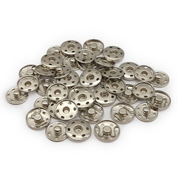 Кнопка пришивная металл ⌀21.0 мм, (никель), 20 шт