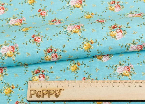 Ткань для пэчворка Peppy Версальские сады, отрез 50х55 см, 146 г/м², ВС-02 голубой, Peppy