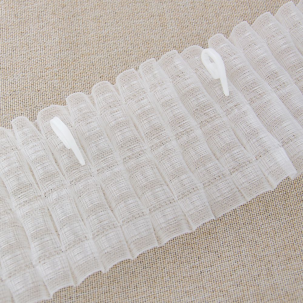 Лента (тесьма) шторная: сборка параллельная (1:2) 85 мм / 100 метров, (7 рядов петель, 3 шнура), прозрачный, 214