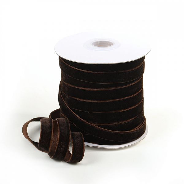 Лента бархатная (тесьма) 10.0 мм / 22.86±1 метров, арт.10VR72 нейлон цв.коричневый
