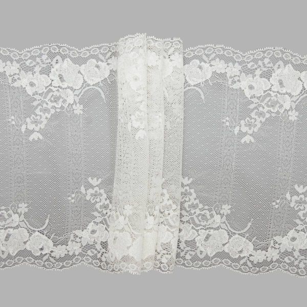 Кружево бельевое эластичное 215 мм / 10 м, белый