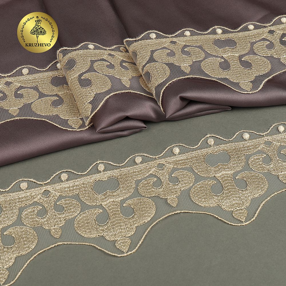 Кружево на сетке арт.TR.2113 70мм цв.бежевый уп.13м, Kruzhevo