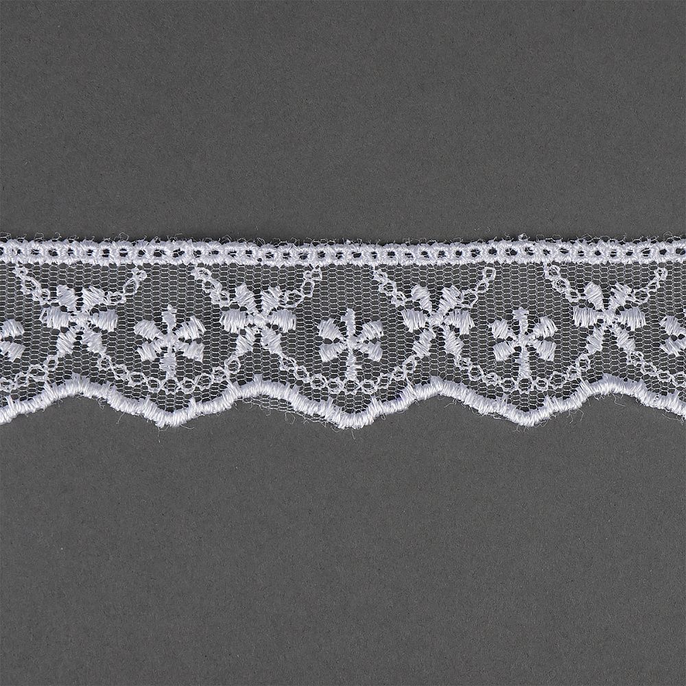 Кружево на сетке 25 мм, диз. 862, цв.01 белый, уп. 9 м, Kruzhevo