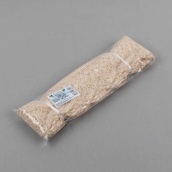 Кружево на сетке 71 мм / 10 м, бежевый, Gamma GKM-7102