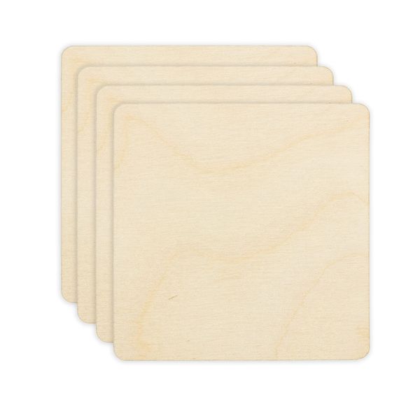 Заготовка из фанеры Подставка под горячее, 8х8х0.3 см, 4 шт, Квадратные, Mr.Carving БА-17