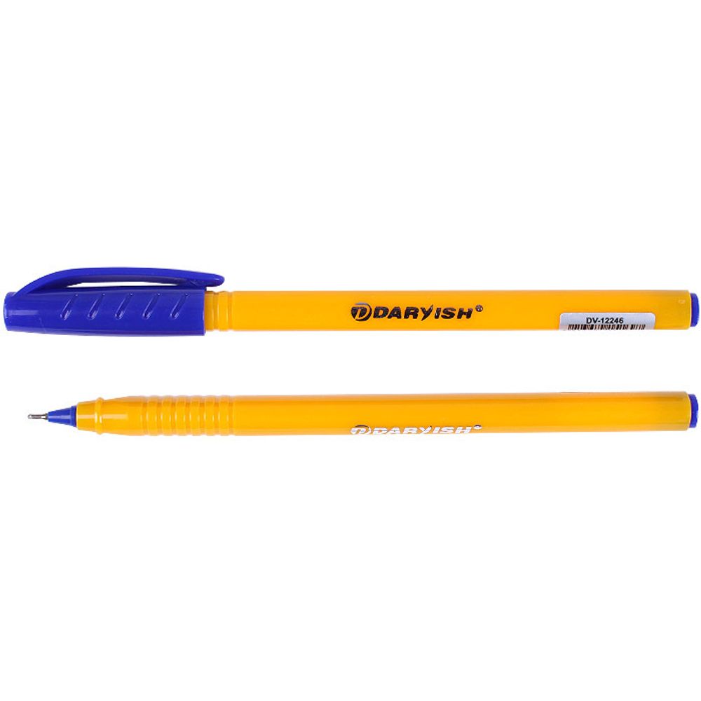 Ручка шариковая синяя на масляной основе, корпус жёлтый, DV-12246, 12 шт