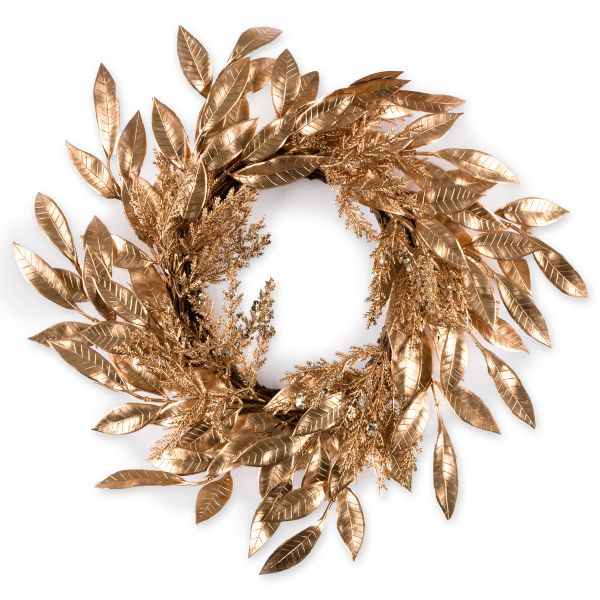Венок с золотыми листьями 48 см, 1 шт, WDD-21, Blumentag WDD-21