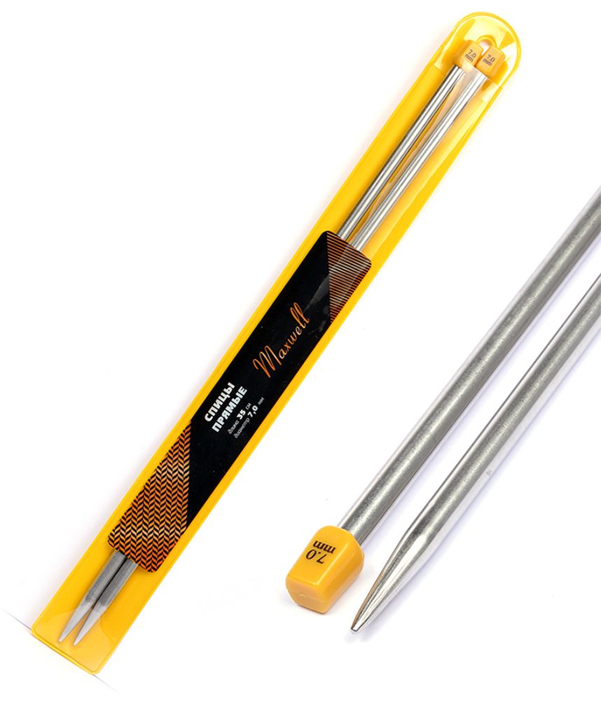 Спицы прямые Maxwell Gold, металл, 35-70 ⌀7,0 мм, 35 см (2 шт)