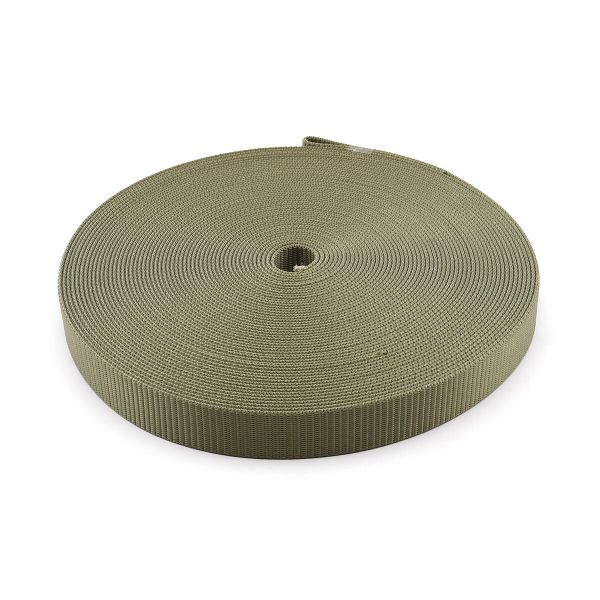 Стропа (ременная лента) 30 мм / 25 метров, толщ. 3.0 мм, [76 г/пог.м], 100% нейлон, хаки