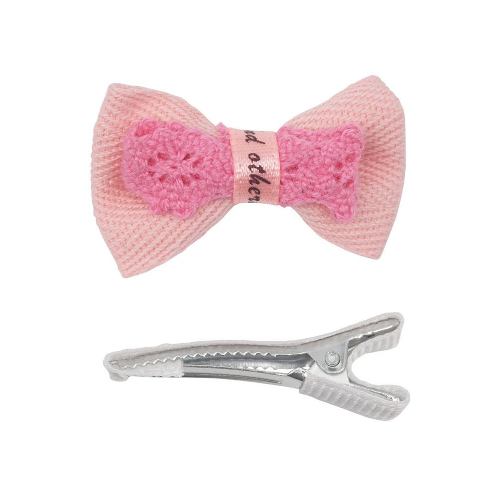 Набор бантик и заколка, мини 35мм/35мм, св.розовый/белый