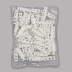 Фиксатор (зажим) для шнура пластик 2 отв., ⌀3.5 мм, 8.2х26 мм, белый матовый, 50 шт