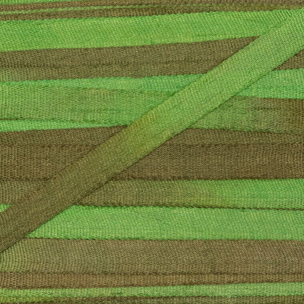 Лента (тесьма) шелковая 4.0 мм / 9.1±0.5 метров, M134 зеленый/коричневый, Gamma SRM-4