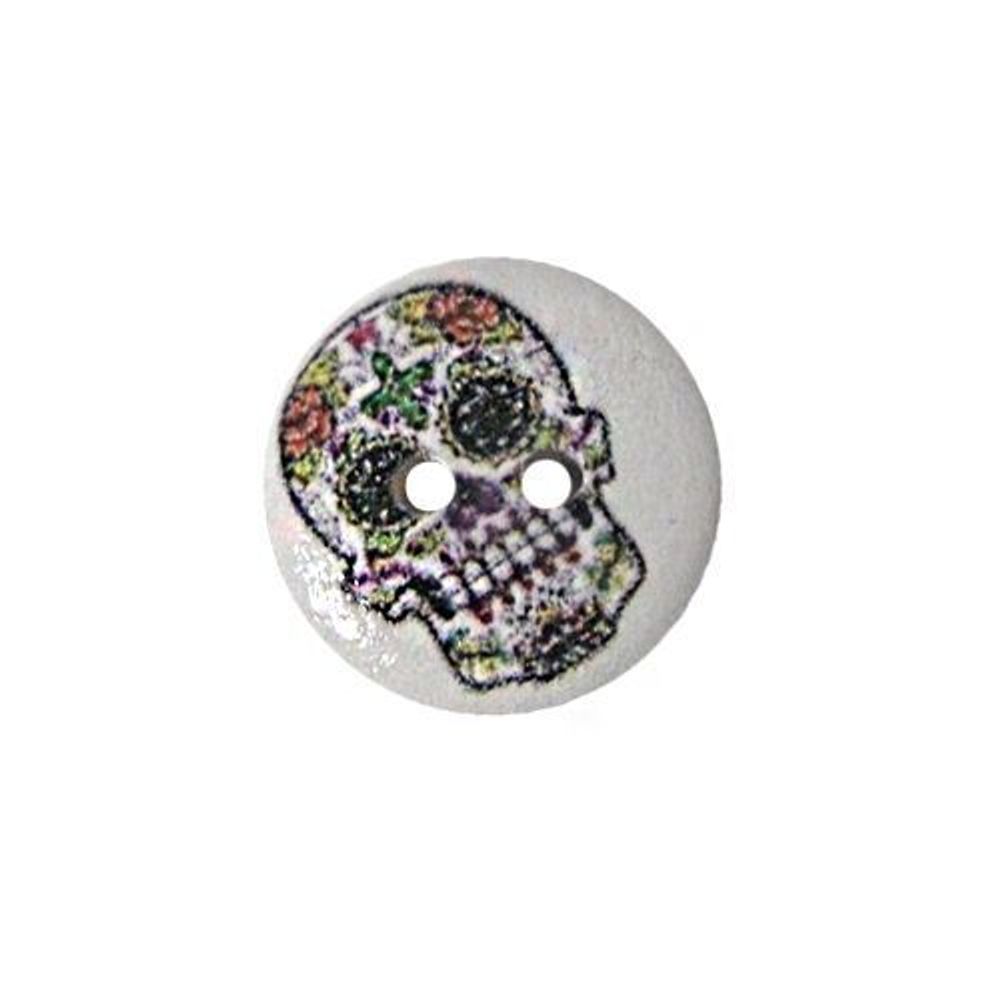 Пуговицы дерево декоративные Разное 18мм (Череп 4), 100 шт