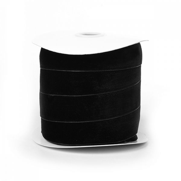 Лента бархатная (тесьма) 25.0 мм / 22.86±1 метров, арт.25VR03 нейлон цв.черный