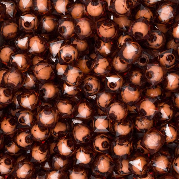 Бусины акрил ⌀10 мм, 500 г, в цвете с белой сердцевиной, граненый куб, 52 коричневый, Astra&Craft