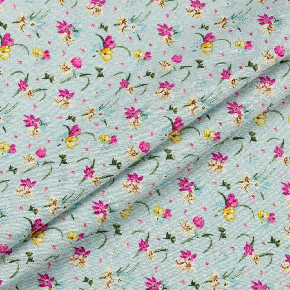 Ткань для пэчворка Peppy Весенний этюд, отрез 50х55 см, 146 г/м², ВЭ-14 голубой, Peppy